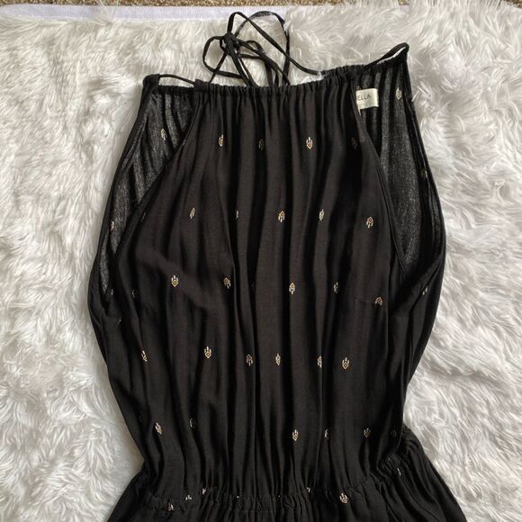 H&M Coachella Shorts Romper Black Aztec Elastic Waist Tie Neck Pockets Viscose 8 - Picture 4 of 11